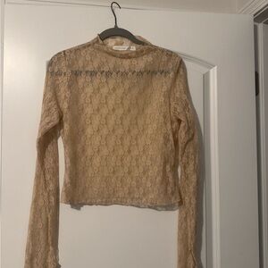 Altar'd State Women’s Lace Long Sleeve Shirt - Cream